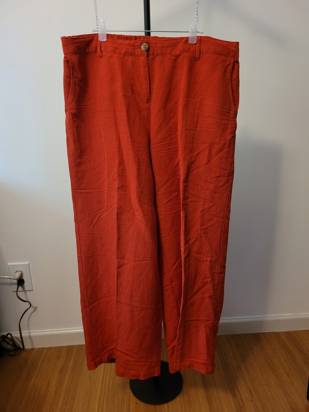 J.Jill Linen Wide Leg Pants in Coral/Tomato Red